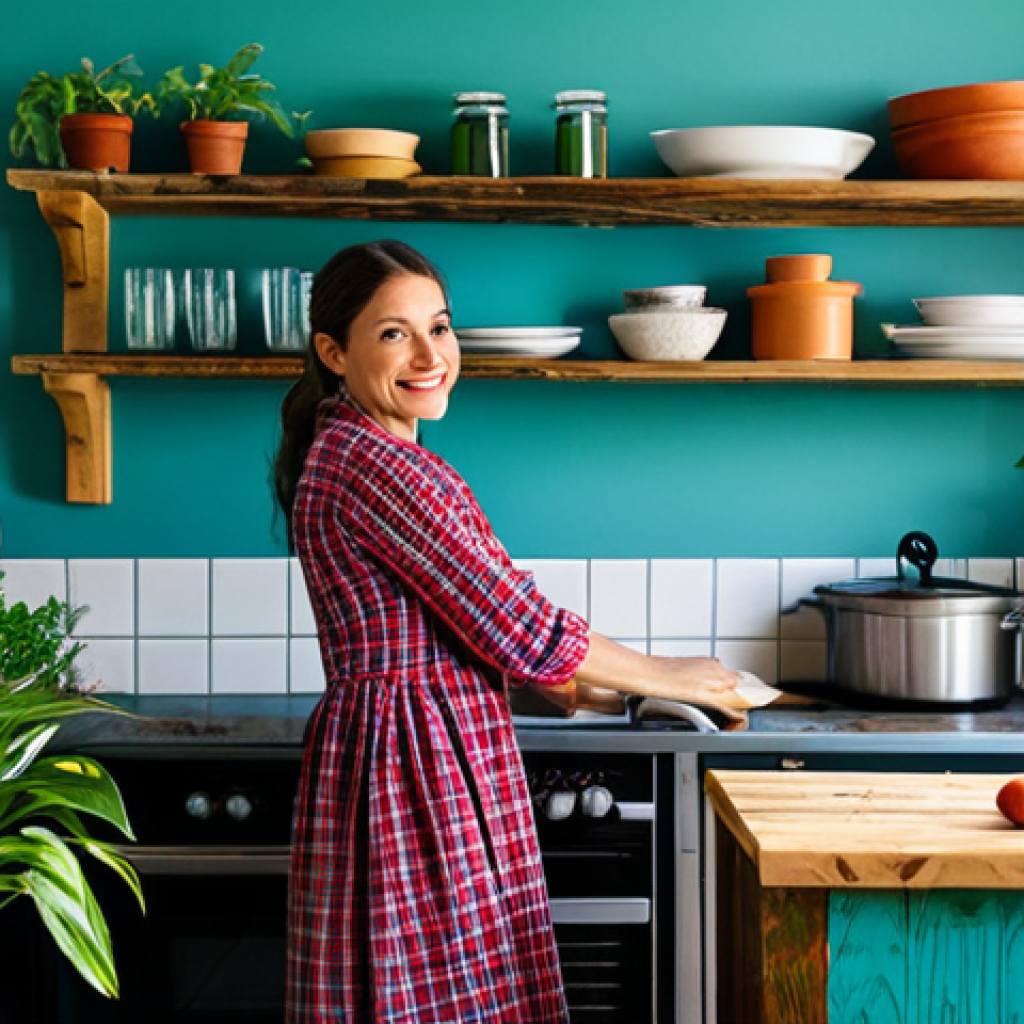 제약 기반 창의성의 활용 방안 정리 - **
"A vibrant, upcycled kitchen interior. Fully clothed woman creatively repurposing salvaged wood ...