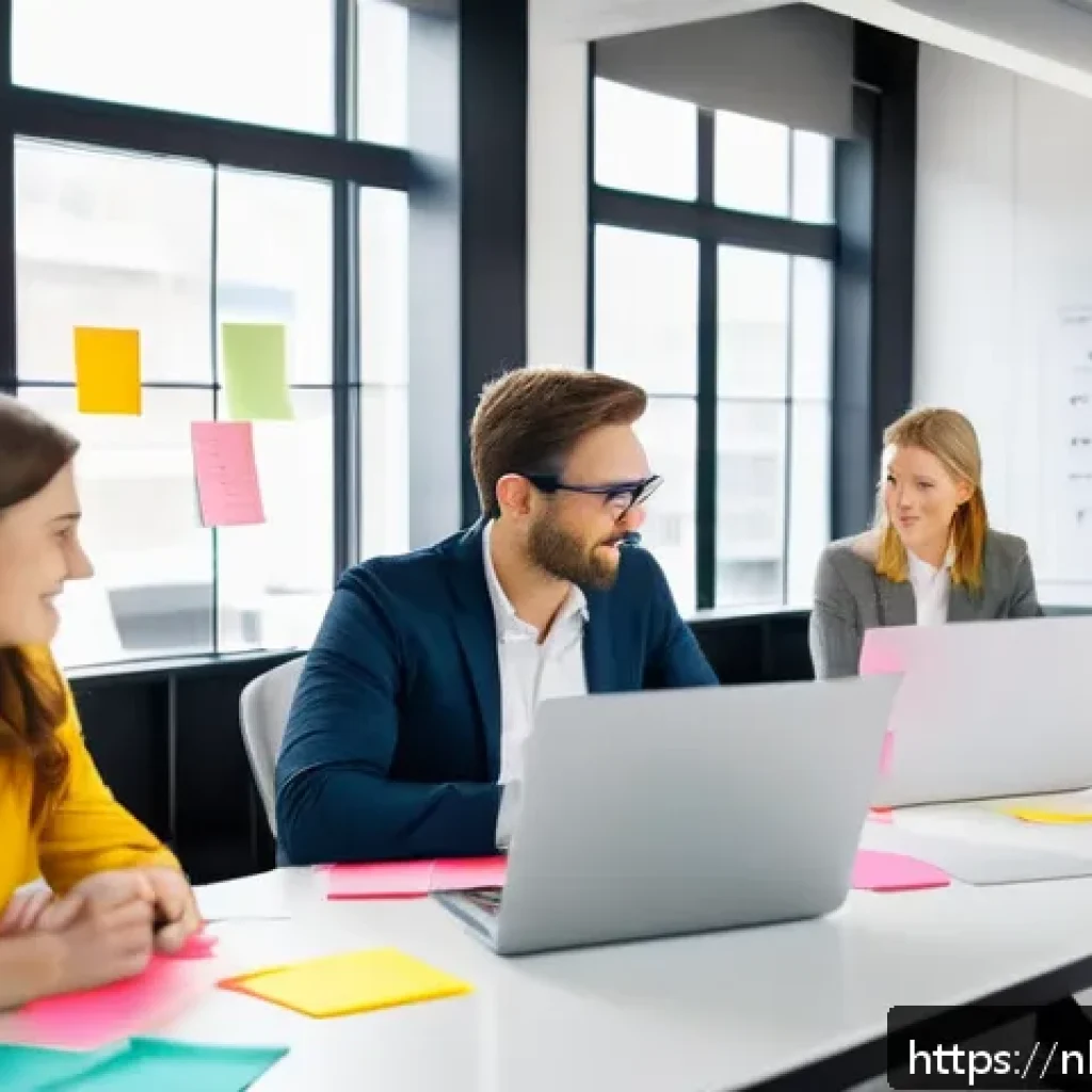 제약 기반 창의성과 심리적 안전 - A modern Dutch office environment with a diverse team of professionals collaborating around a large ...