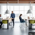 Home 18 제약 기반 창의성을 위한 혁신적 사고의 중요성 - A modern Dutch design studio scene showing a diverse team of creative professionals working within s...