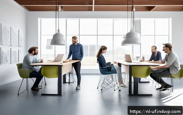 제약 기반 창의성을 위한 혁신적 사고의 중요성 - A modern Dutch design studio scene showing a diverse team of creative professionals working within s...