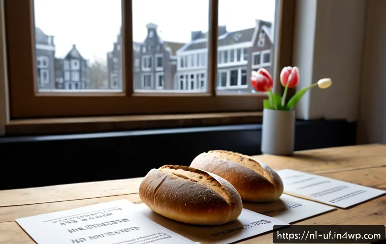 제약 기반 창의성을 활용한 브랜드 스토리텔링 - Photorealistic Dutch artisan bakery workspace in Amsterdam, a creative brand storyteller arranging a...